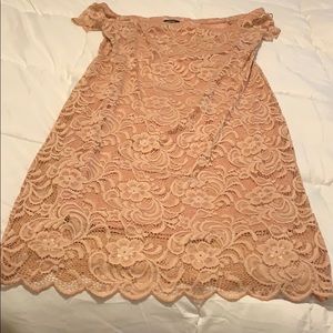 Off the shoulder pink lace dress